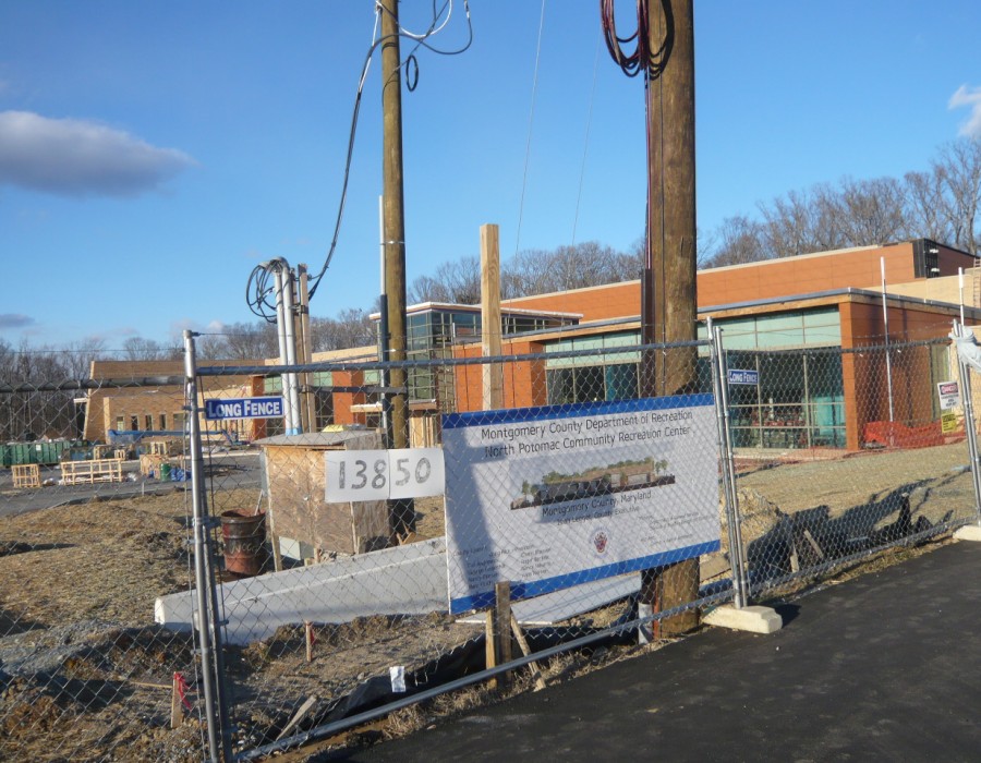 North Potomac Community Recreation Center under construction, Travilah Rd., N. Potomac, MD, Jan 2016 -1
